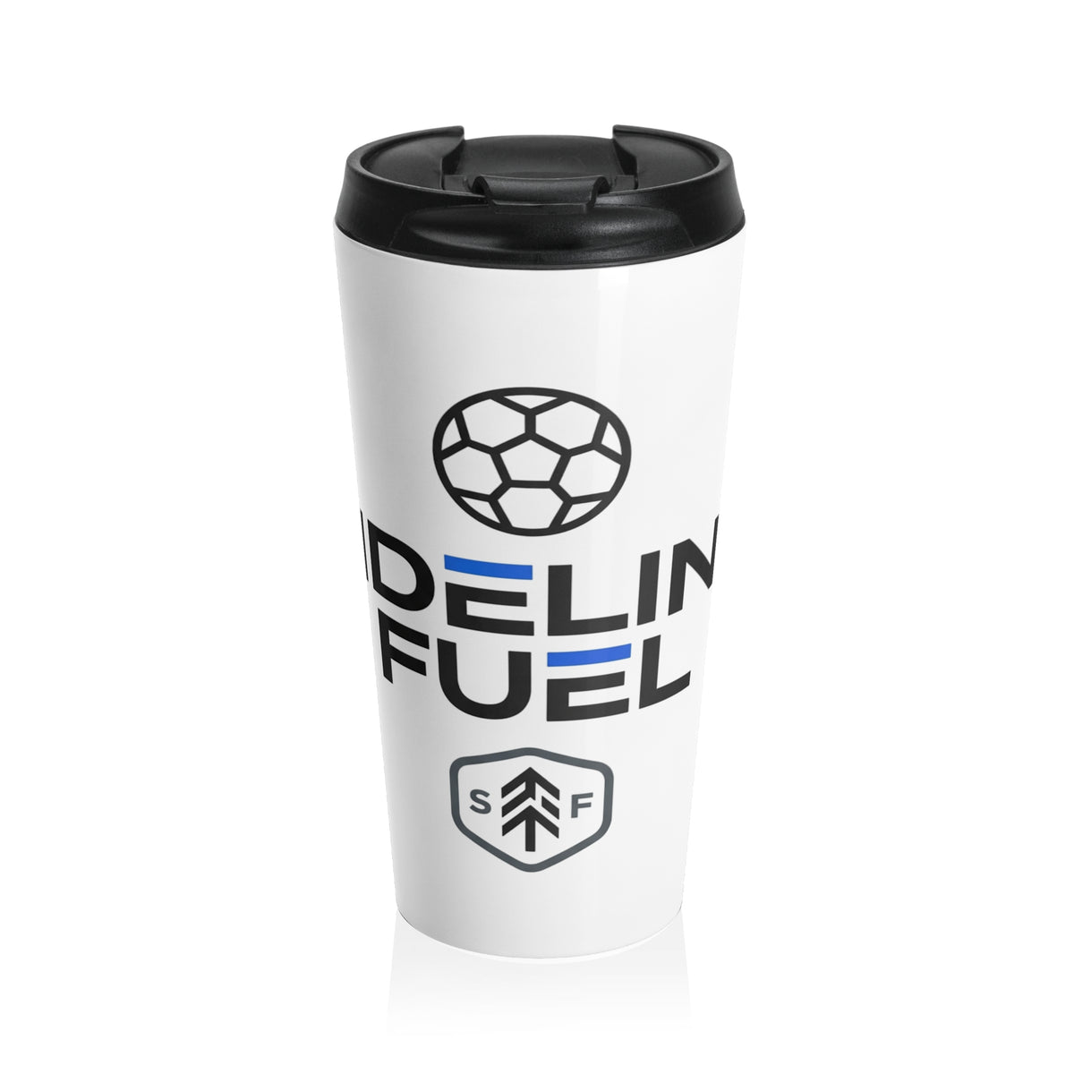 Travel Mug — 'Fuel' Soccer Logo Stainless Steel Tumbler